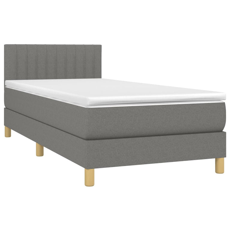 Boxspring met matras stof donkergrijs 80x200 cm