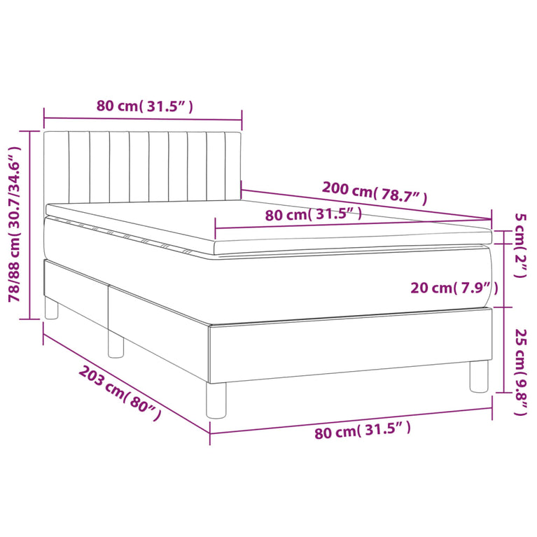 Boxspring met matras stof zwart 80x200 cm