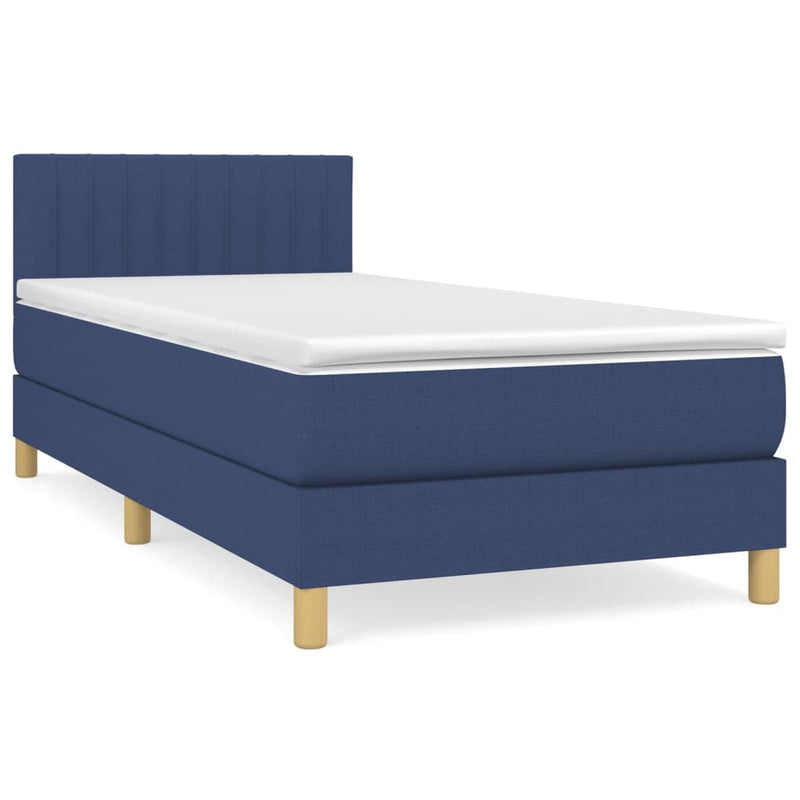 Boxspring met matras stof blauw 100x200 cm