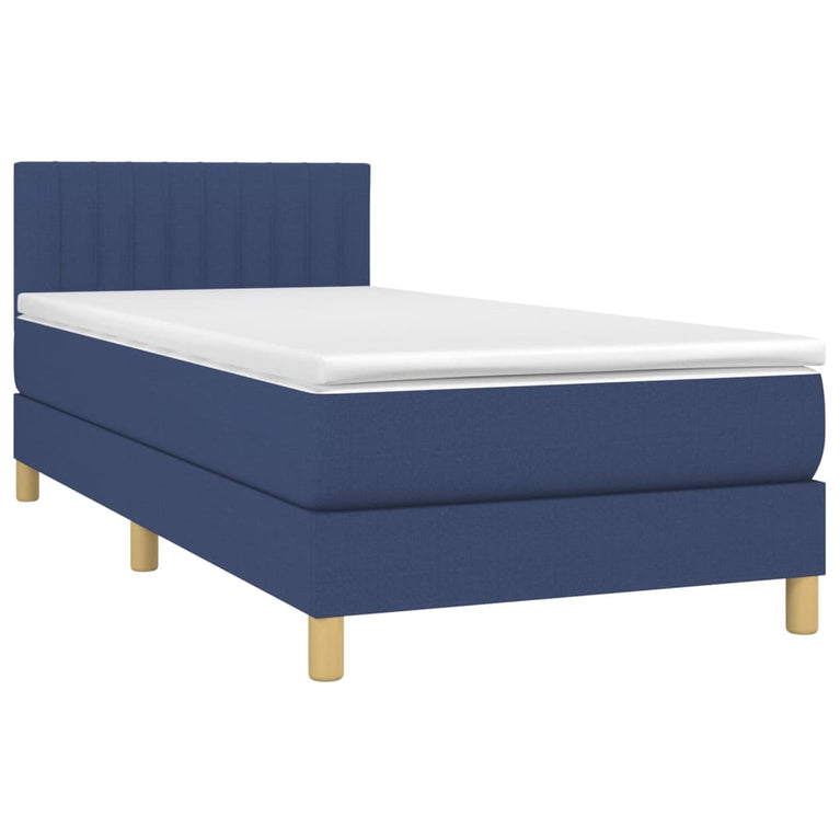 Boxspring met matras stof blauw 100x200 cm
