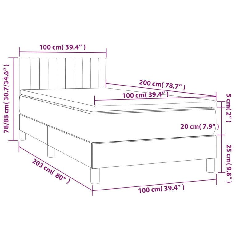 Boxspring met matras stof blauw 100x200 cm