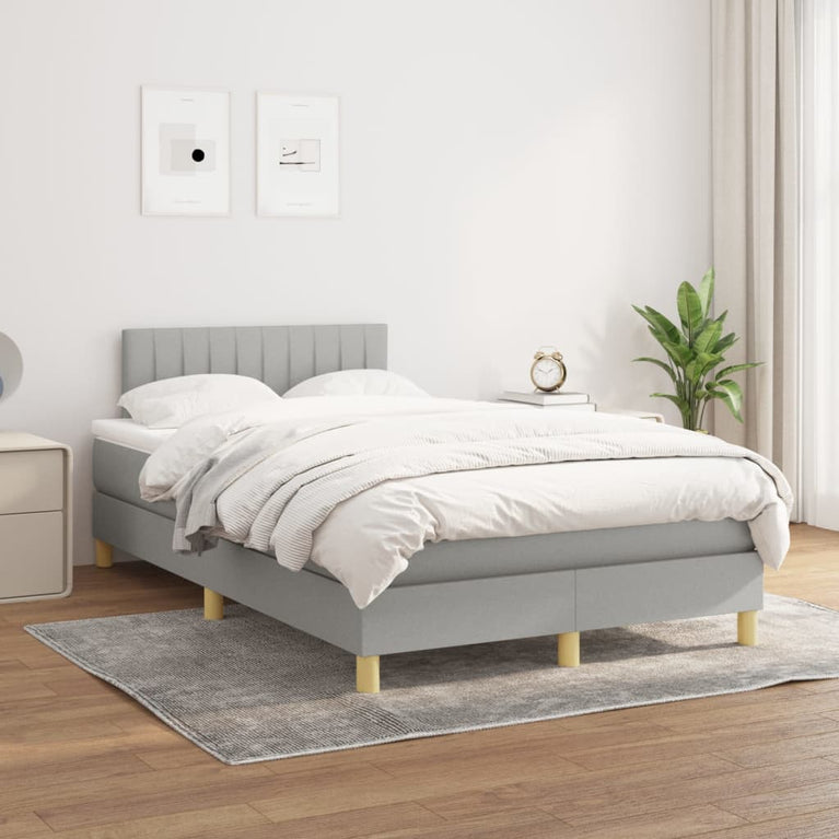 Boxspring met matras stof lichtgrijs 120x200 cm