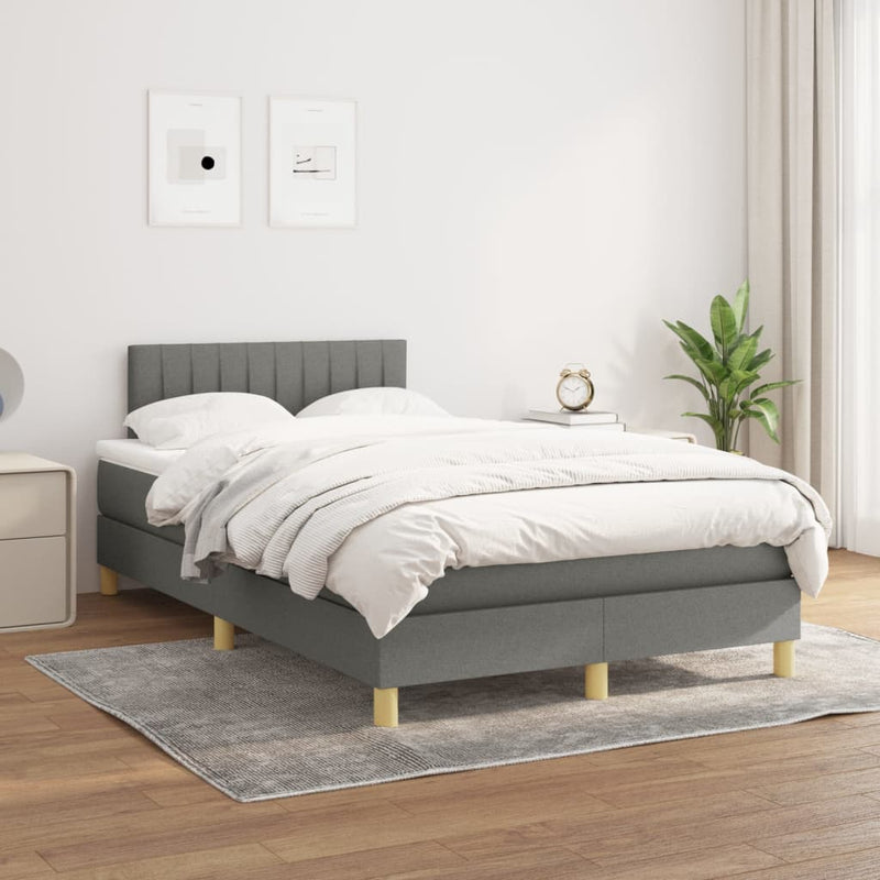 Boxspring met matras stof donkergrijs 120x200 cm