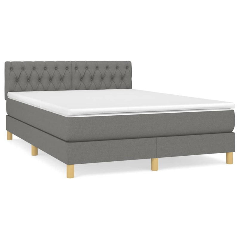 Boxspring met matras stof donkergrijs 140x200 cm
