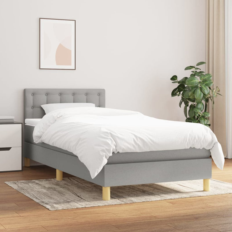 Boxspring met matras stof lichtgrijs 80x200 cm