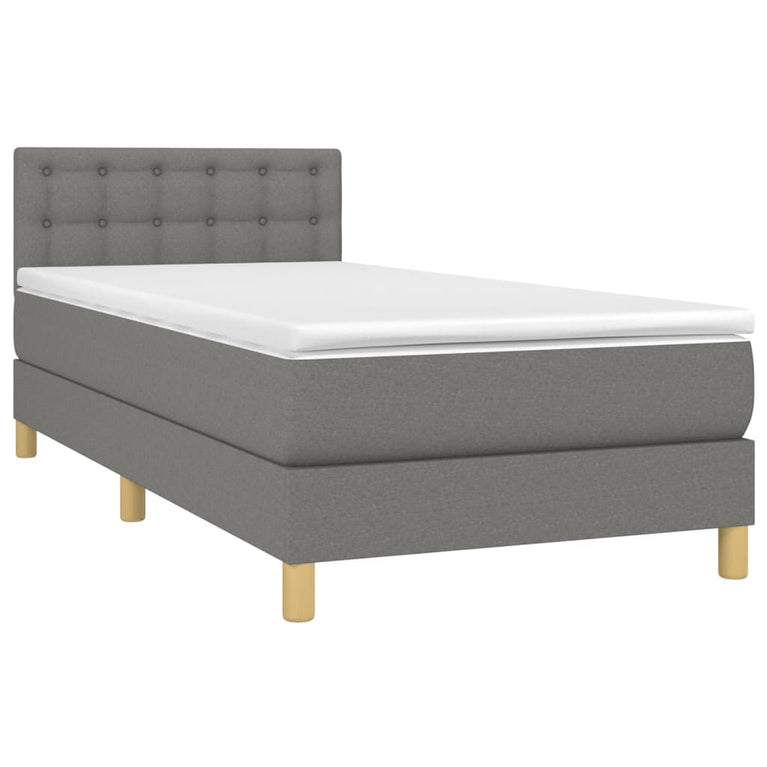 Boxspring met matras stof donkergrijs 80x200 cm