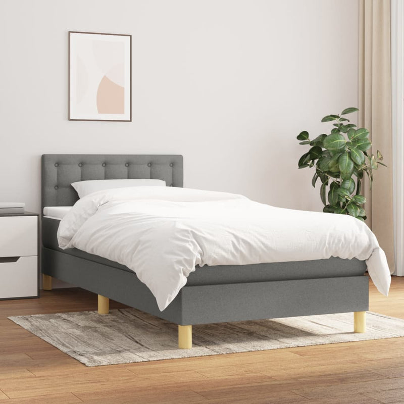 Boxspring met matras stof donkergrijs 80x200 cm