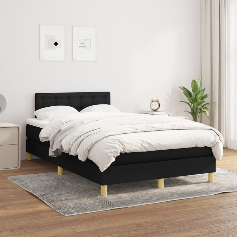 Boxspring met matras stof zwart 120x200 cm