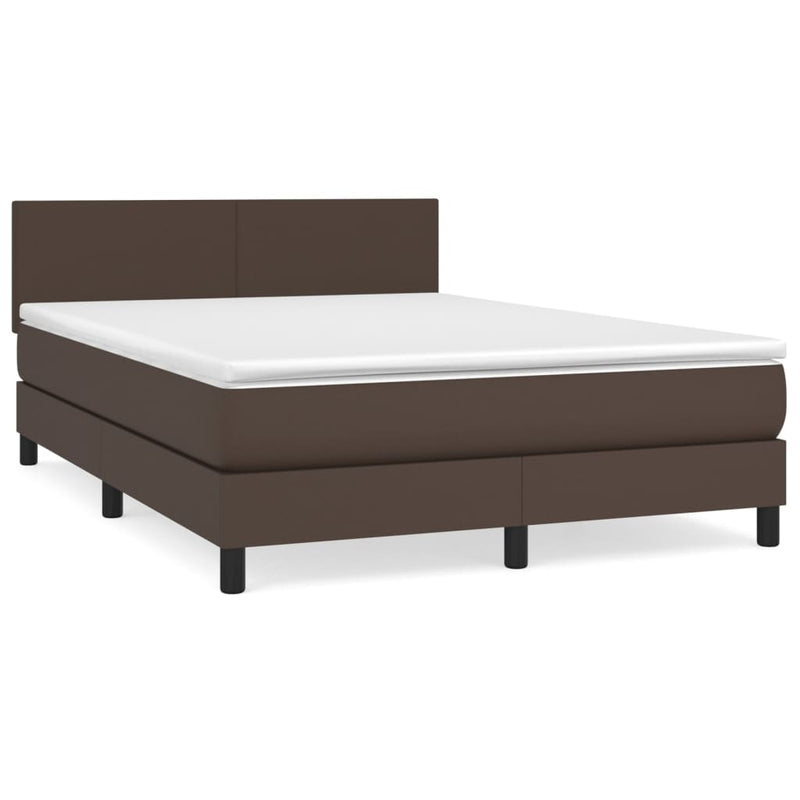 Boxspring met matras kunstleer bruin 140x200 cm