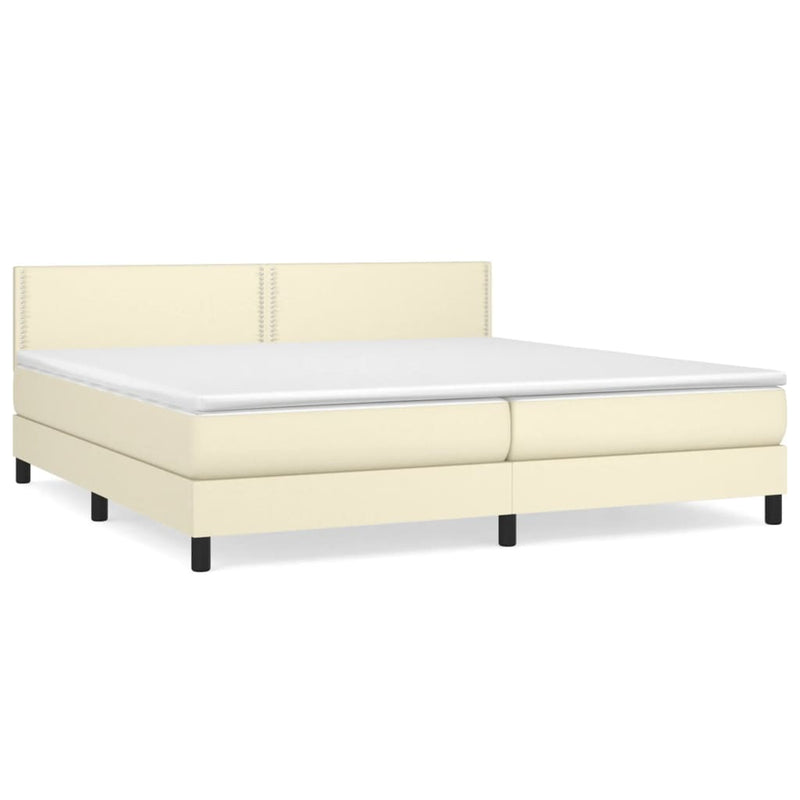 Boxspring met matras kunstleer crèmekleurig 200x200 cm