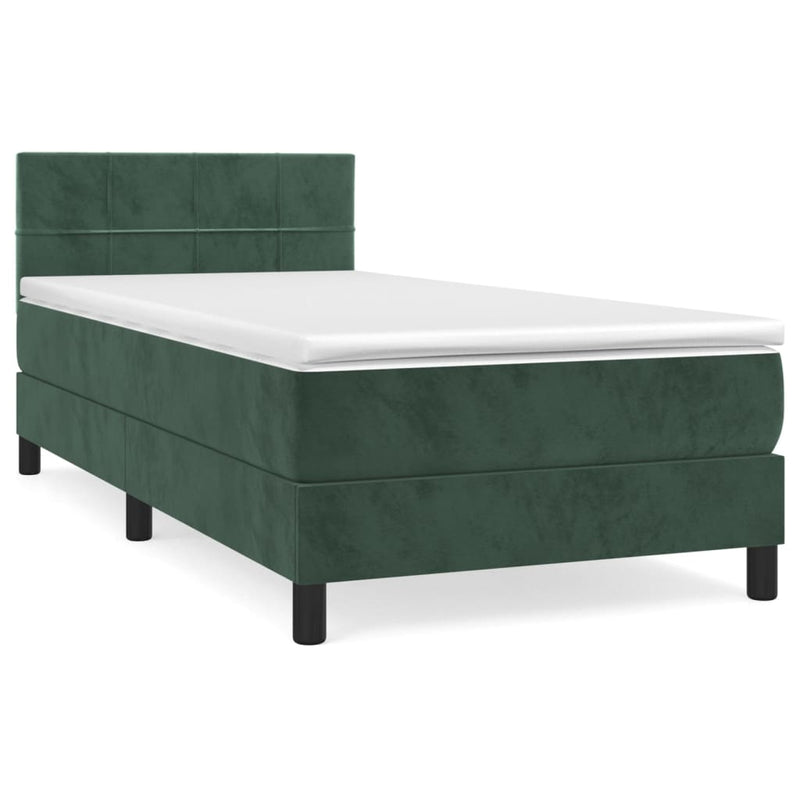 Boxspring met matras fluweel donkergroen 100x200 cm