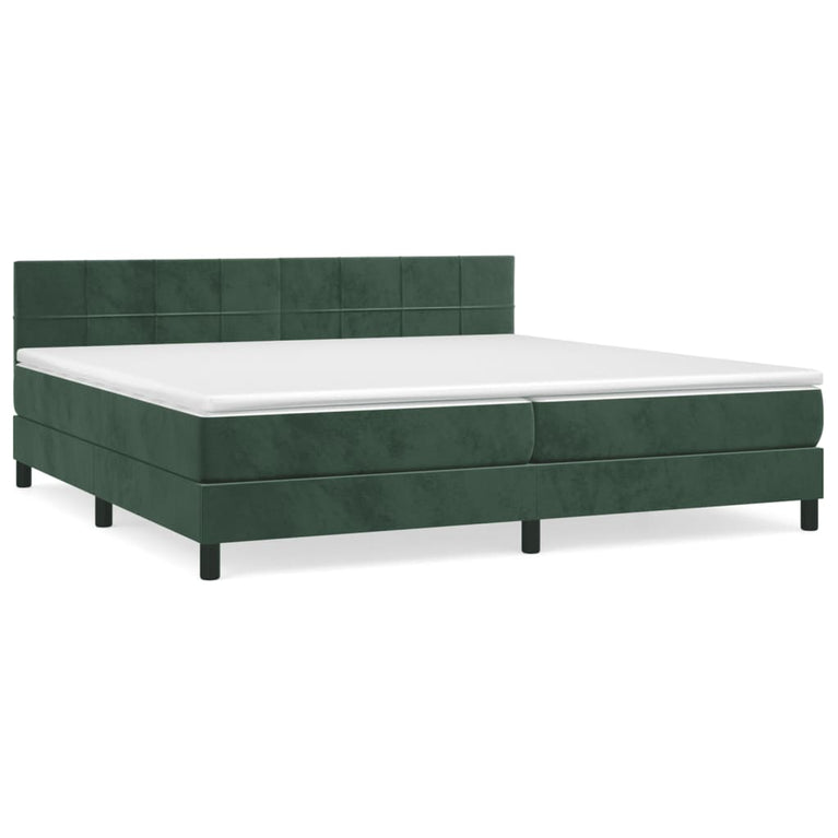 Boxspring met matras fluweel donkergroen 200x200 cm