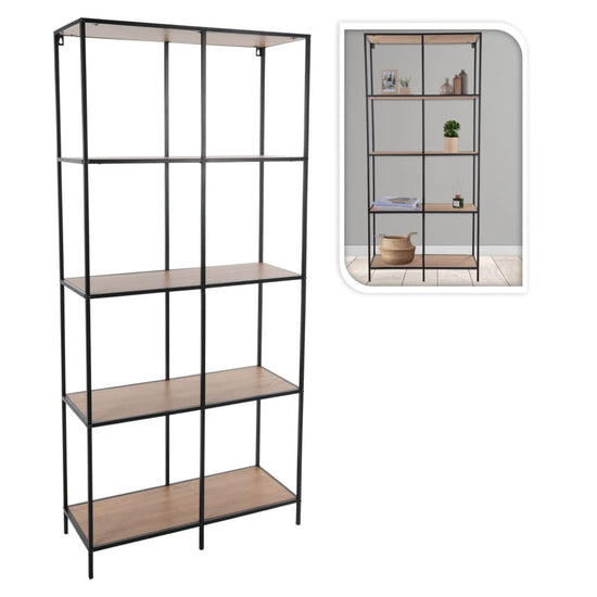 H&S Collection Wandrek 4-laags 78x30x170 cm naturel en zwart MeubelReus