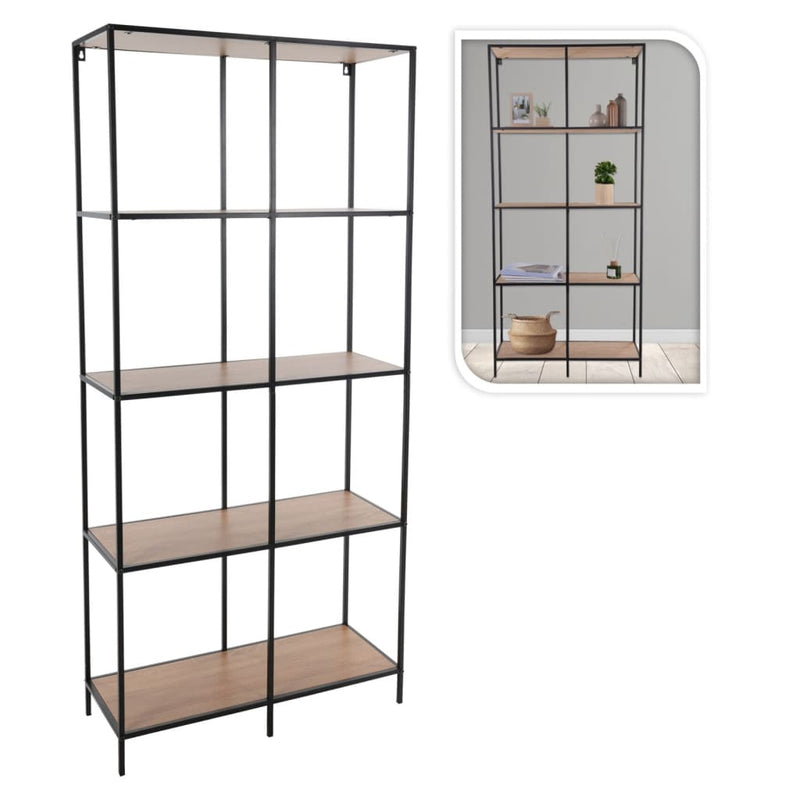 H&S Collection Wandrek 4-laags 78x30x170 cm naturel en zwart MeubelReus