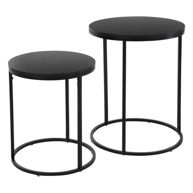 H&S Collection Bijzettafelset 2 st met houten blad zwart MeubelReus