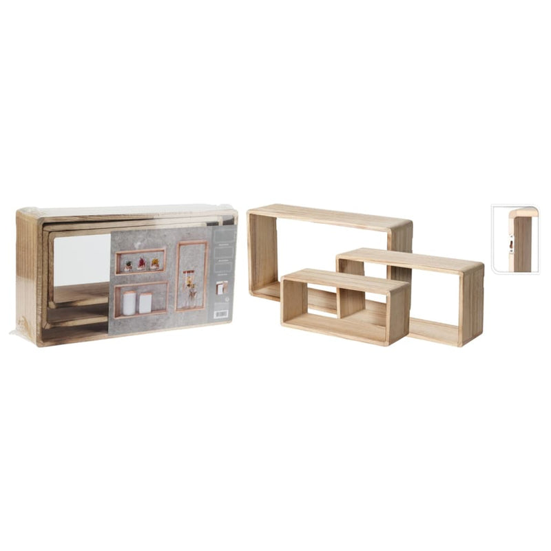H&S Collection 3-delige Wandschapset hout naturel MeubelReus