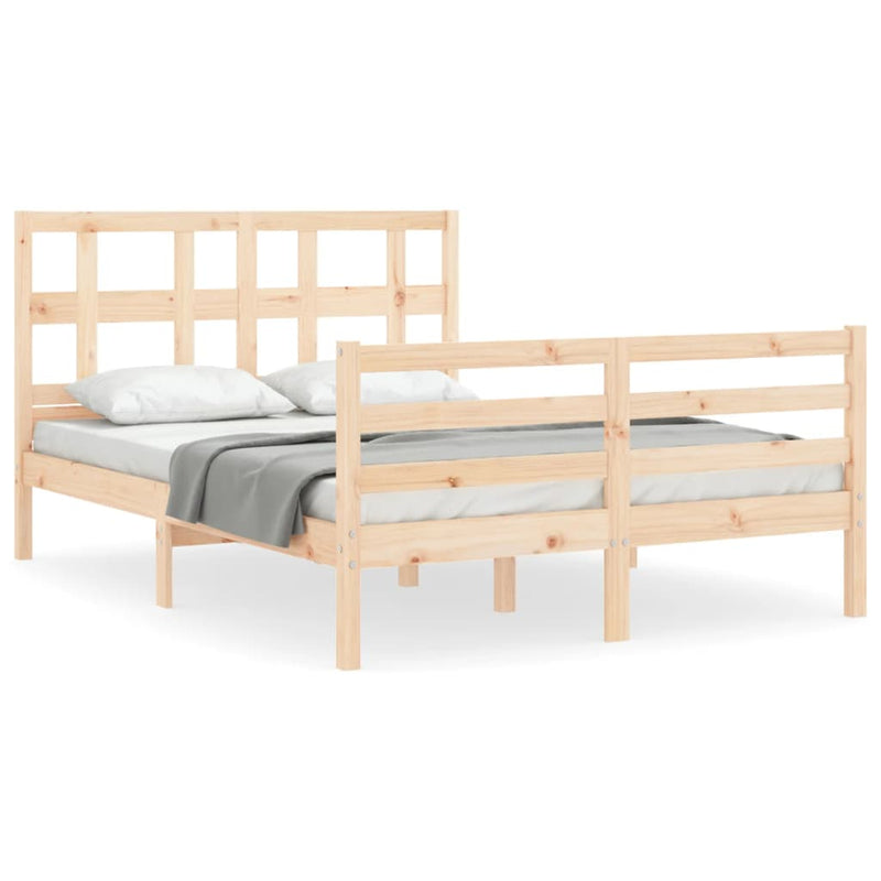 Bedframe met hoofdbord massief hout 140x200 cm