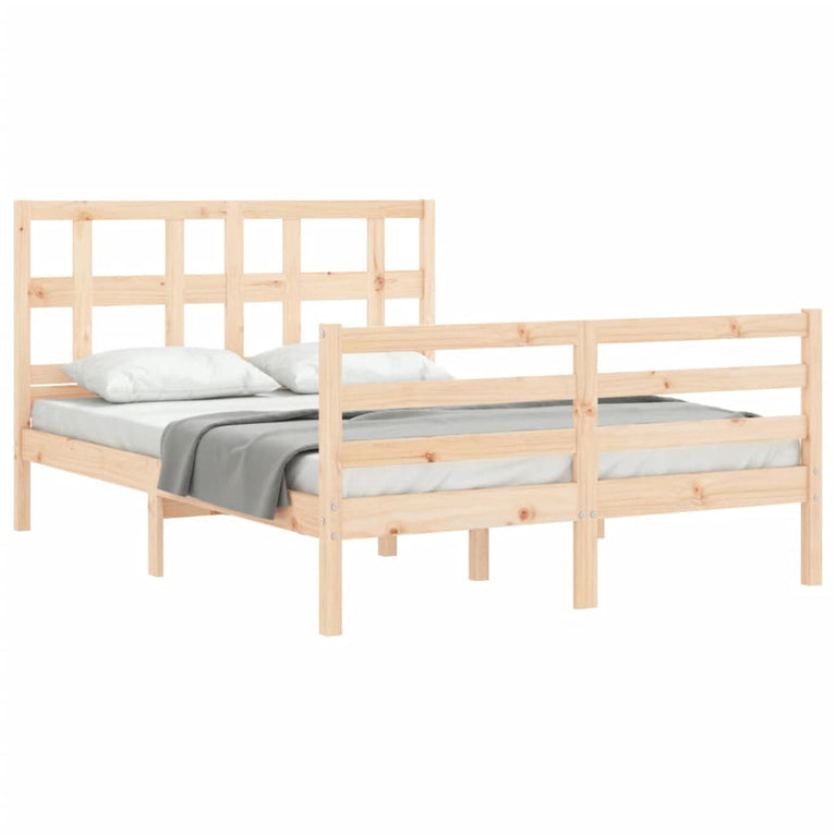 Bedframe met hoofdbord massief hout 140x200 cm