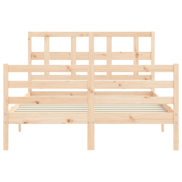 Bedframe met hoofdbord massief hout 140x200 cm