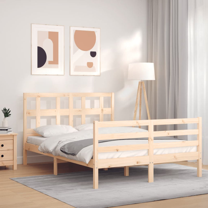 Bedframe met hoofdbord massief hout 140x200 cm