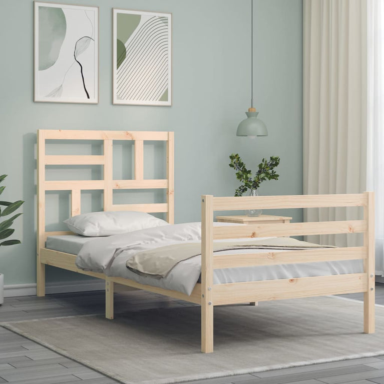 Bedframe met hoofdbord massief hout 2FT6 Small Single