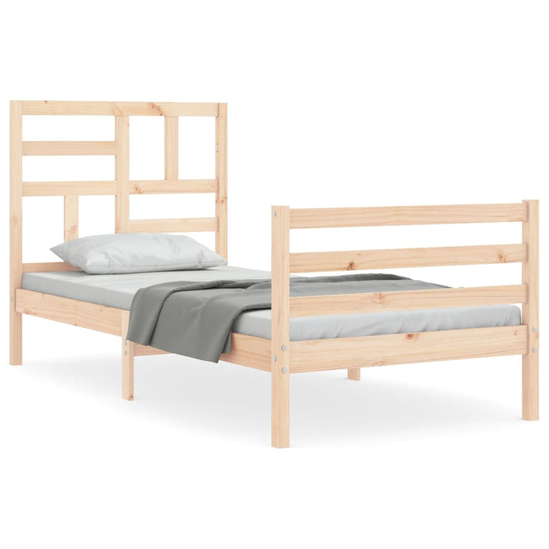 Bedframe met hoofdbord massief hout 3FT Single