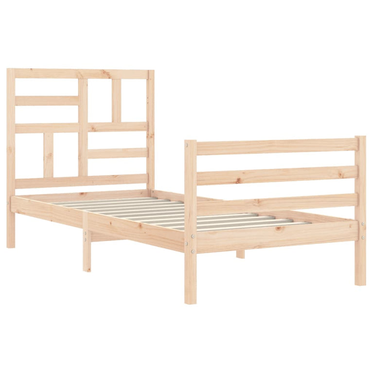 Bedframe met hoofdbord massief hout 3FT Single