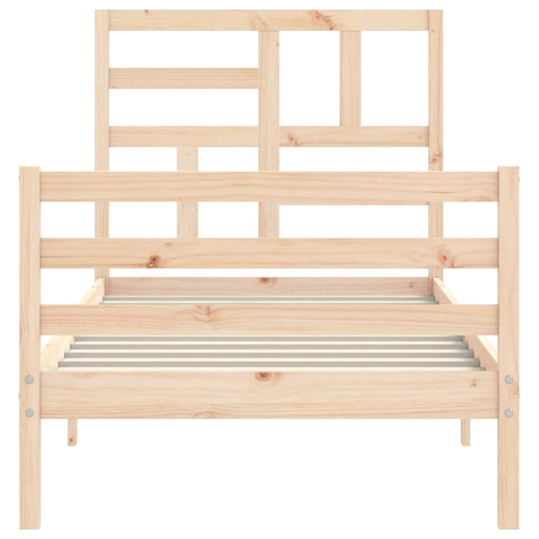 Bedframe met hoofdbord massief hout 3FT Single