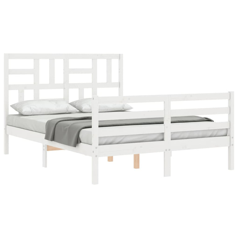 Bedframe met hoofdbord massief hout wit 4FT Small Double