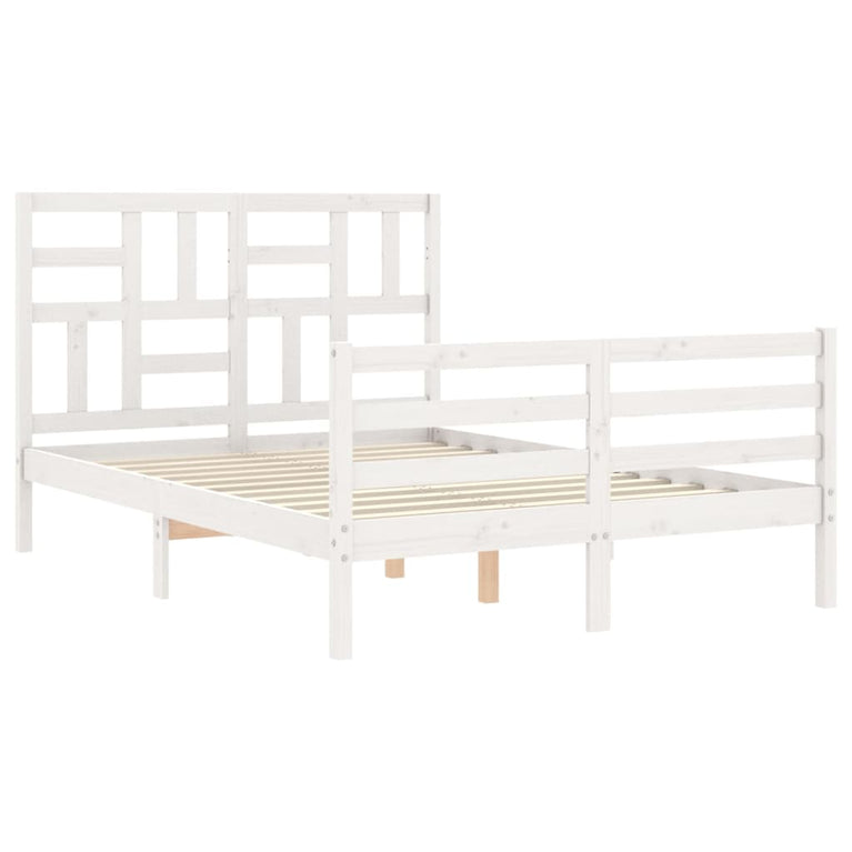 Bedframe met hoofdbord massief hout wit 4FT Small Double
