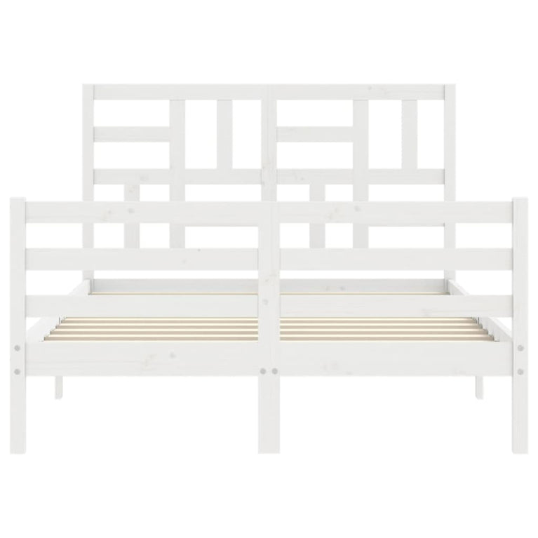 Bedframe met hoofdbord massief hout wit 4FT Small Double