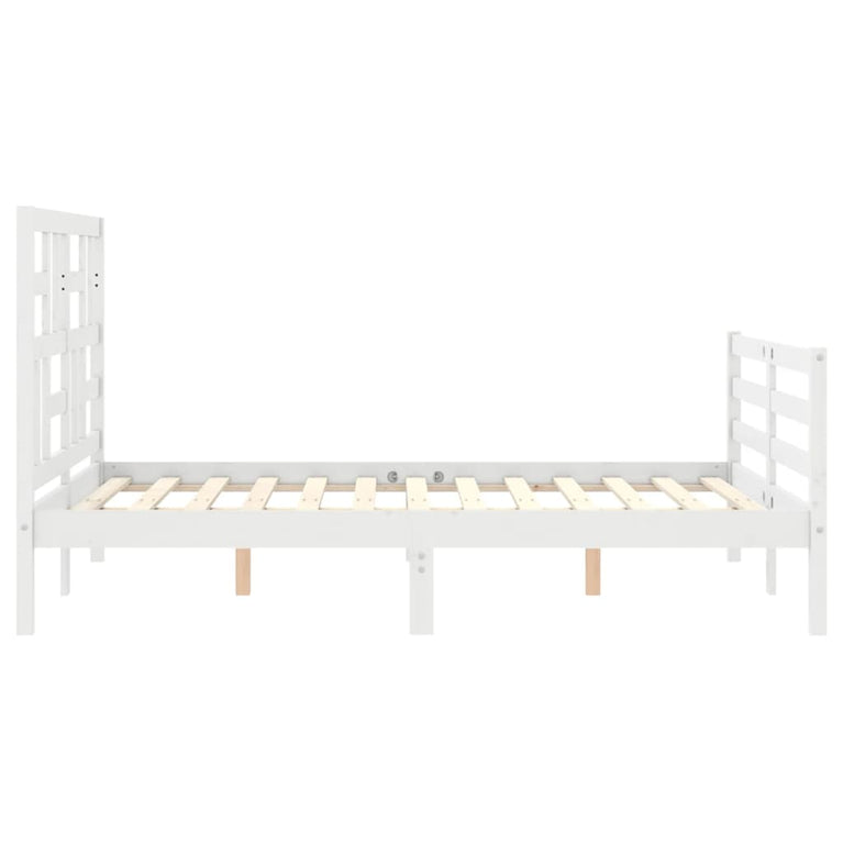 Bedframe met hoofdbord massief hout wit 4FT Small Double
