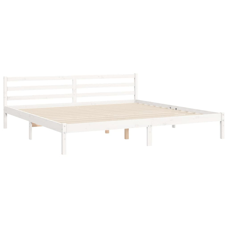 Bedframe met hoofdbord massief hout wit Super King Size