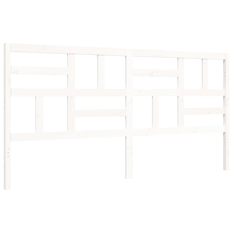 Bedframe met hoofdbord massief hout wit Super King Size