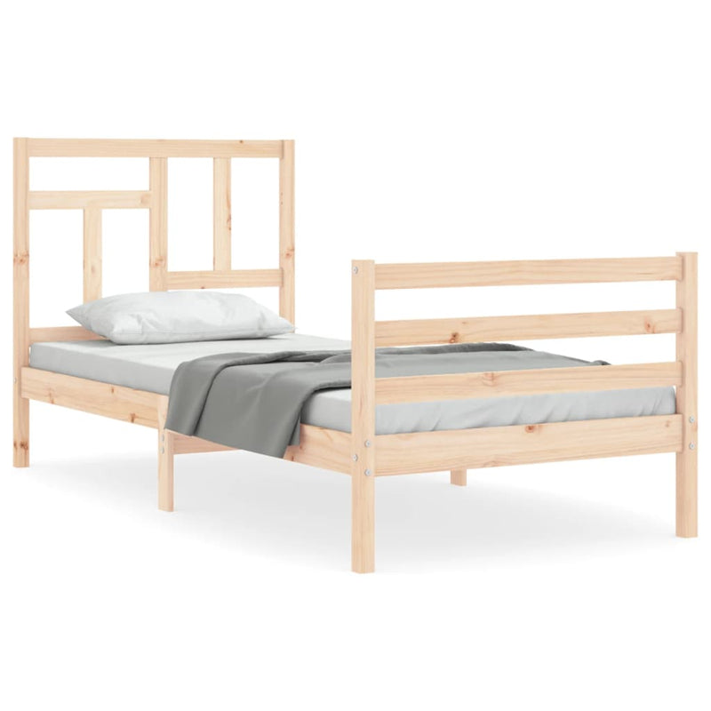 Bedframe met hoofdbord massief hout 3FT Single