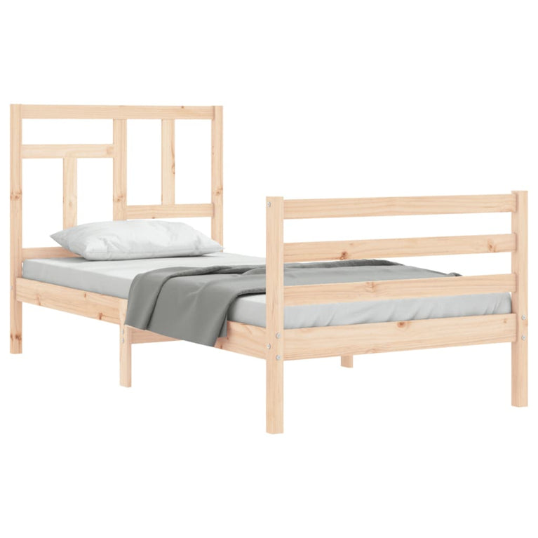 Bedframe met hoofdbord massief hout 3FT Single