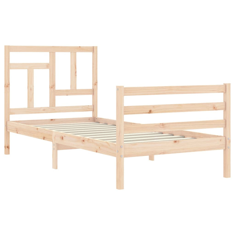 Bedframe met hoofdbord massief hout 3FT Single