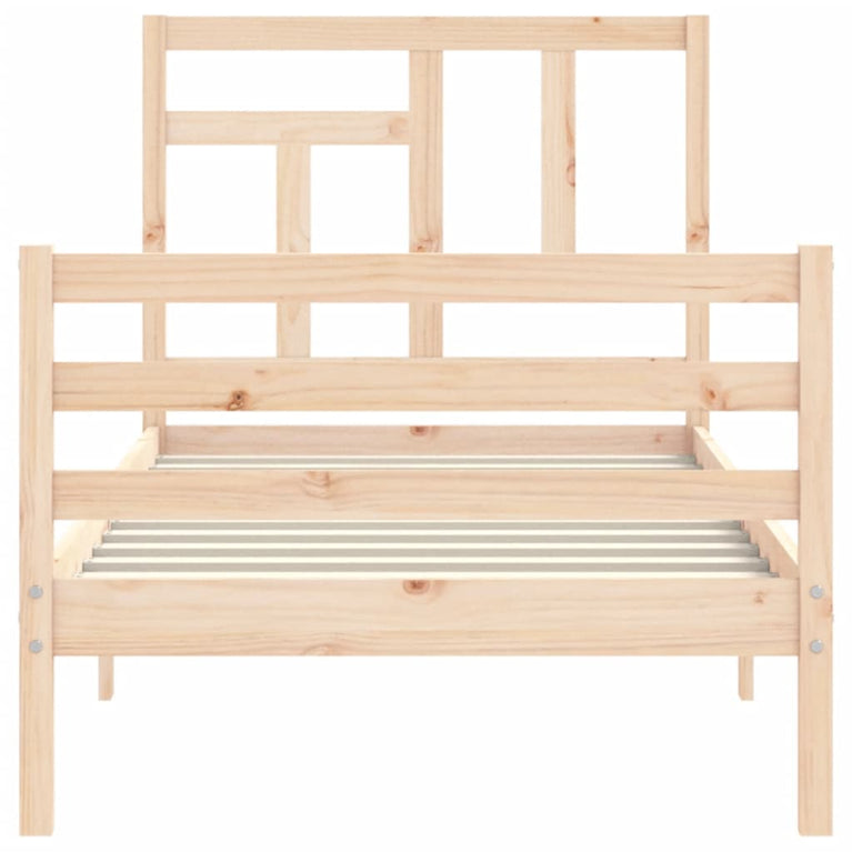 Bedframe met hoofdbord massief hout 3FT Single