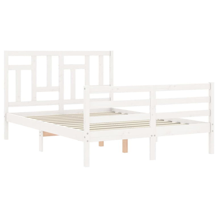 Bedframe met hoofdbord massief hout wit 4FT Small Double