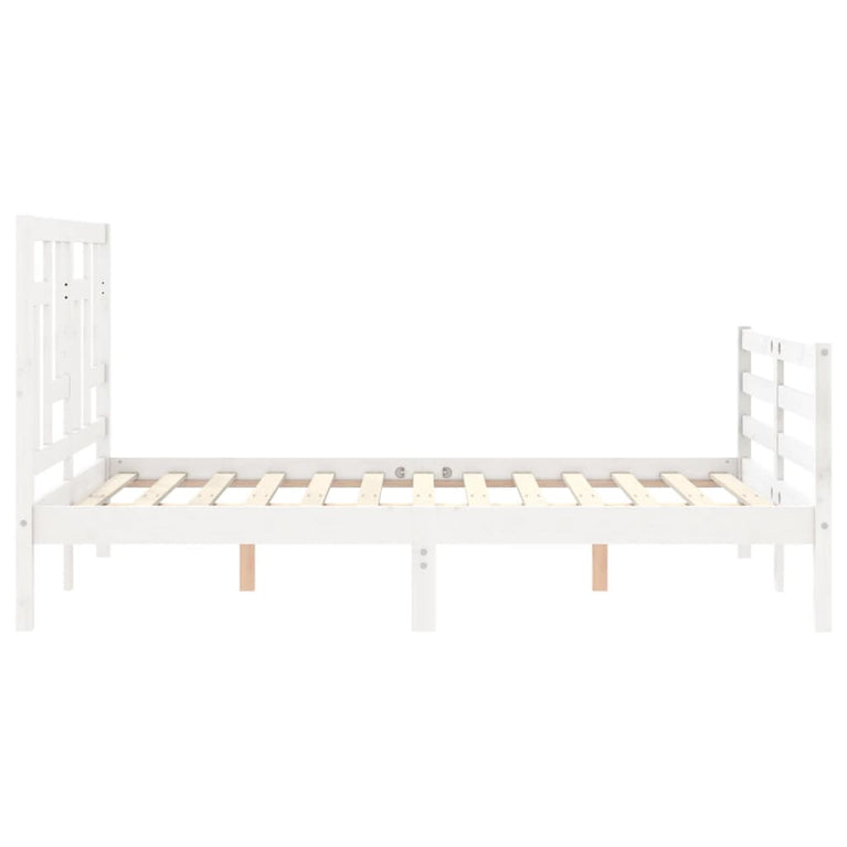 Bedframe met hoofdbord massief hout wit 4FT Small Double