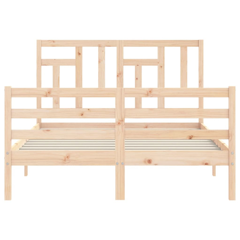 Bedframe met hoofdbord massief hout 140x200 cm