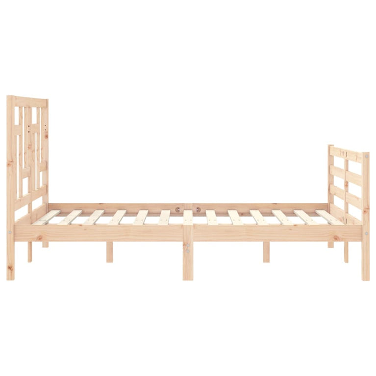 Bedframe met hoofdbord massief hout 140x200 cm