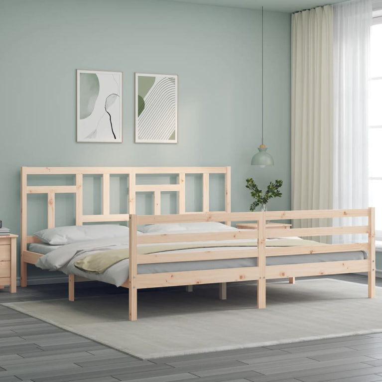 Bedframe met hoofdbord massief hout 6FT Super King