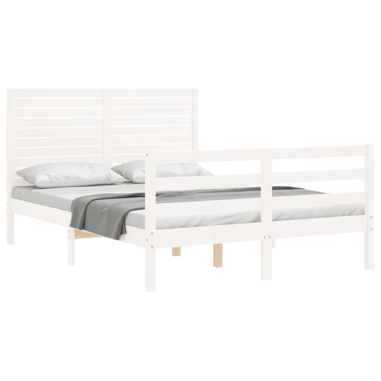 Bedframe met hoofdbord massief hout wit 4FT Small Double