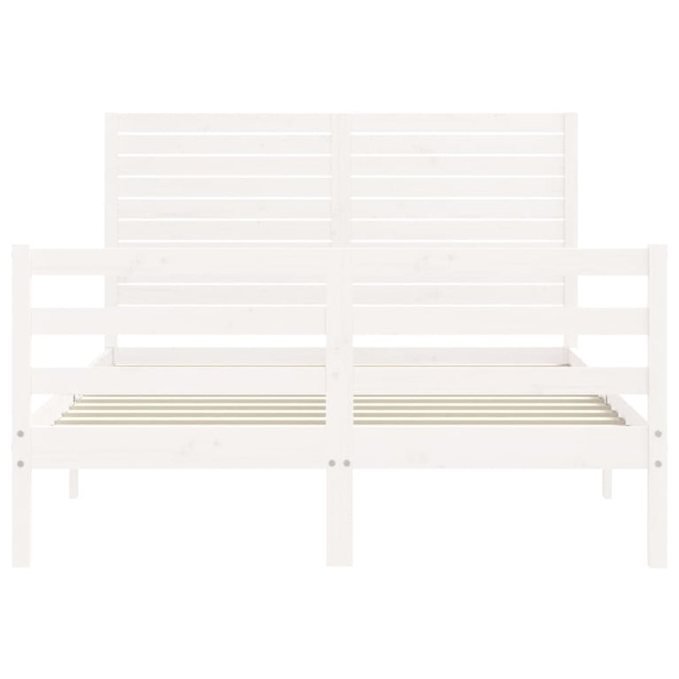 Bedframe met hoofdbord massief hout wit 4FT Small Double