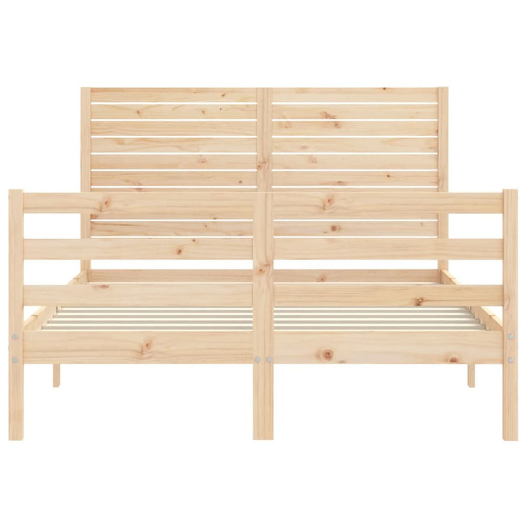 Bedframe met hoofdbord massief hout 140x190 cm