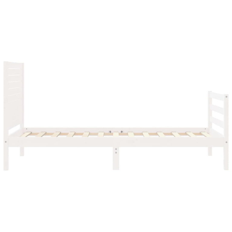 Bedframe met hoofdbord massief hout wit 90x200 cm