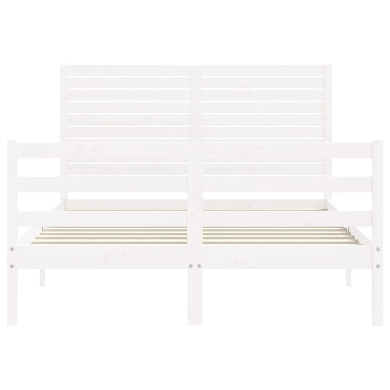 Bedframe met hoofdbord massief hout wit 120x200 cm