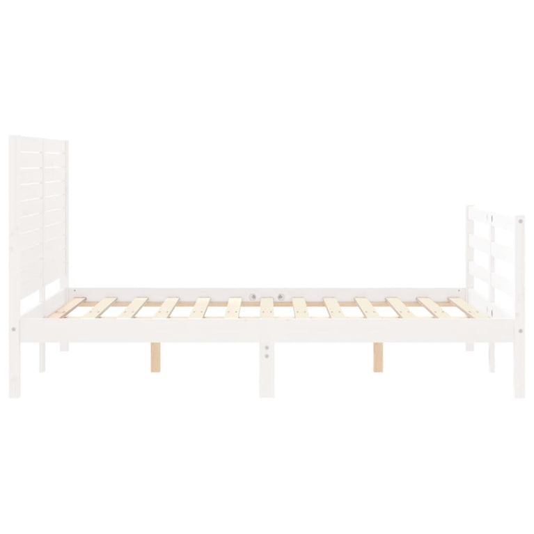 Bedframe met hoofdbord massief hout wit 120x200 cm