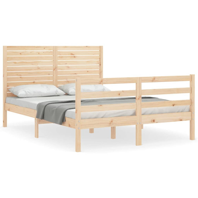 Bedframe met hoofdbord massief hout 140x200 cm